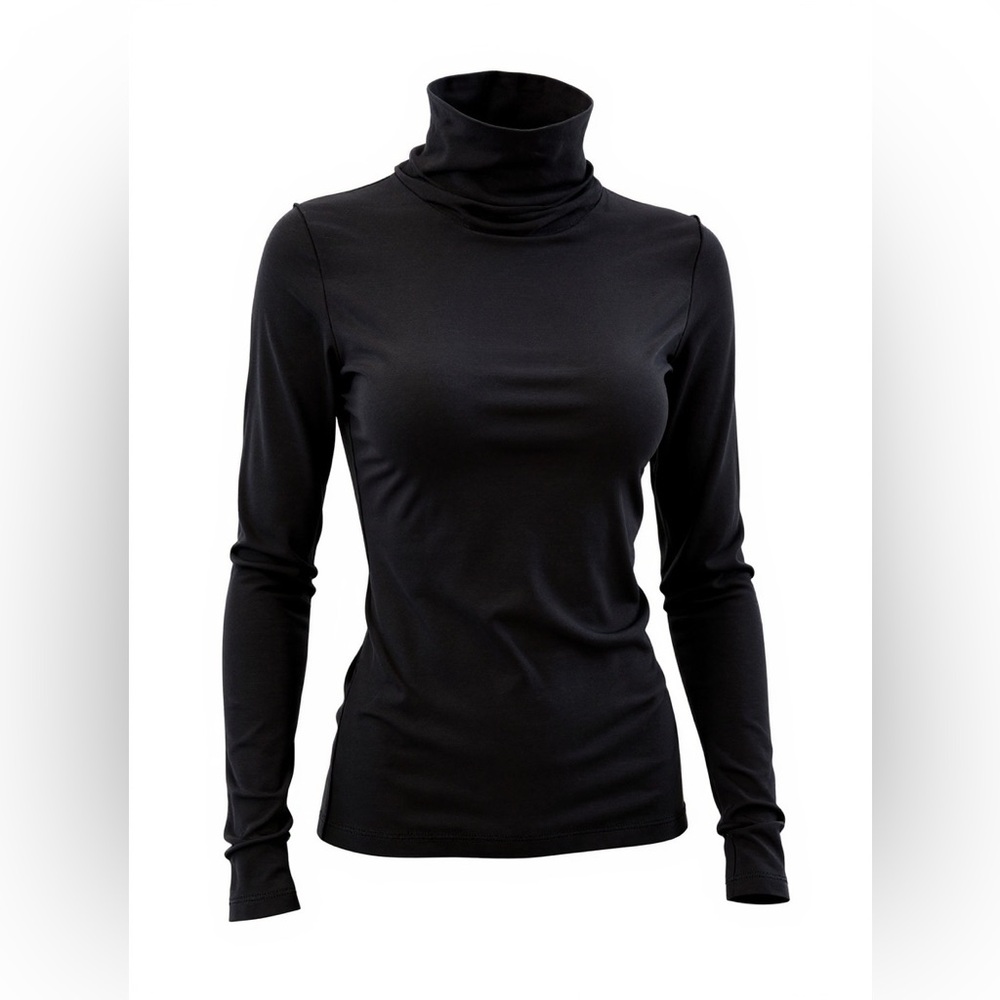 Zara Jet Black Knit Turtleneck Top